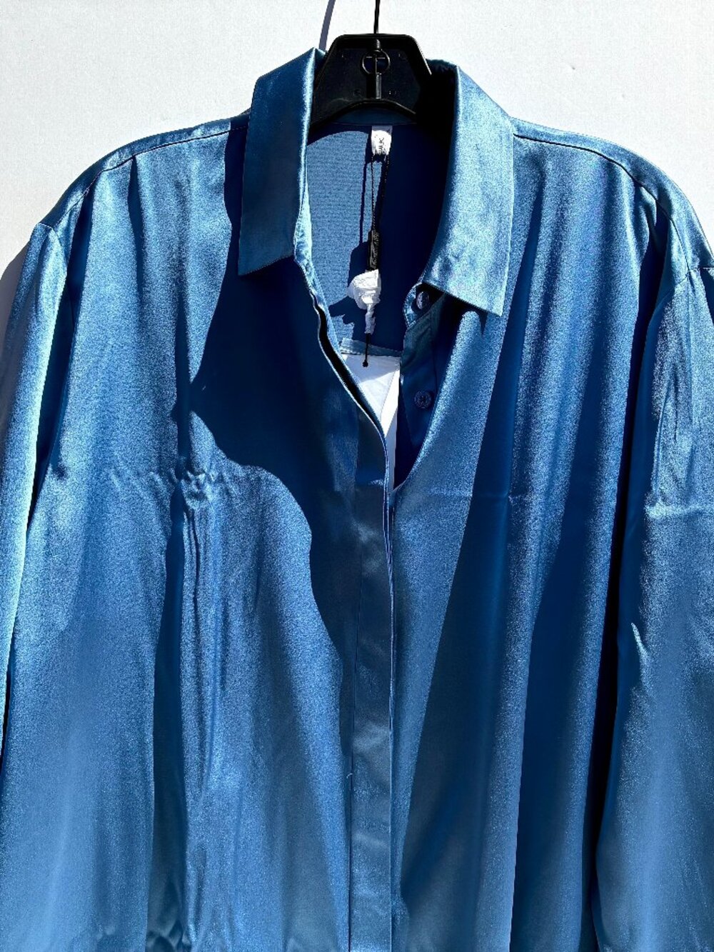 Women’s Lilysilk 100% Silk Button Up Blouse, Blue XXXL US 20-22 NWT